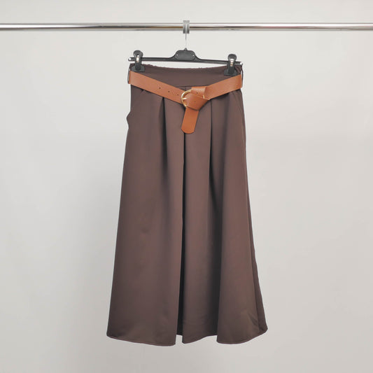 Jupe longue évasée ceinturée en tissu fluide – TDM52123FL-31