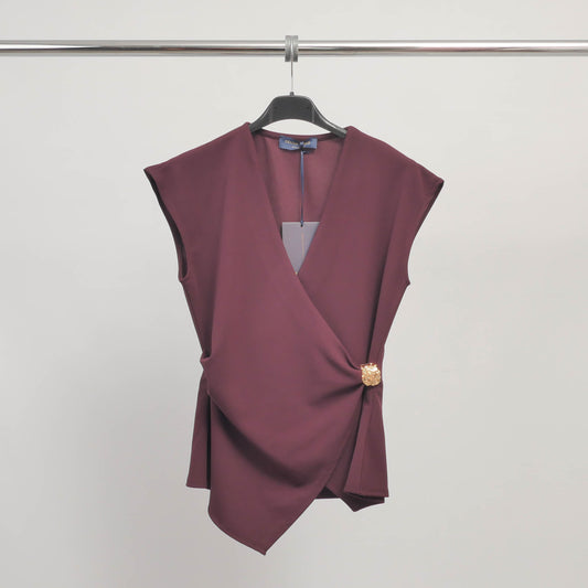 Top sans manches drapé détail bijou TDM71925