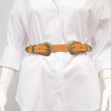 Ceinture western en cuir daim à double boucle – ref BK0146