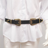 Western suede leather belt with double buckle – ref BK0146
