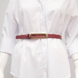 Thin leather belt with gold oval buckle – ref BK0101