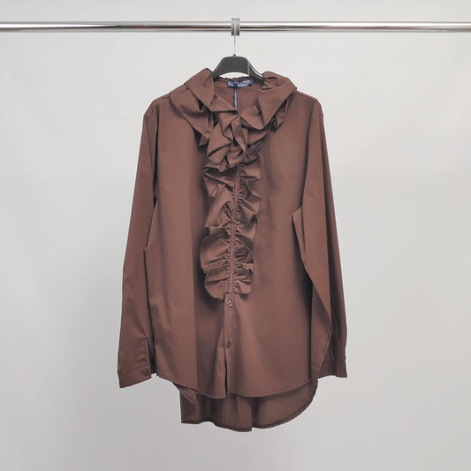 Chemise à volants en coton stretch TDM82925