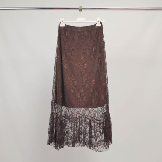 Jupe longue en dentelle avec volant – BCR02529