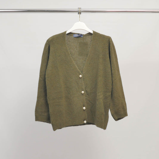 Cardigan léger col V boutons perles – CA9876