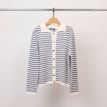 Load image into Gallery viewer, Striped knit polo collar cardigan – Buttoned – CA9767