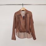 Load image into Gallery viewer, Semi-sheer satin fluid shirt CVACM311