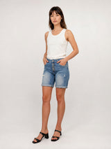 Short en jean stretch à revers boutonnés 1686007