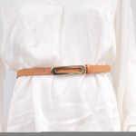 Charger l'image dans la galerie, Ceinture fine en cuir boucle ovale dorée – ref BK0101