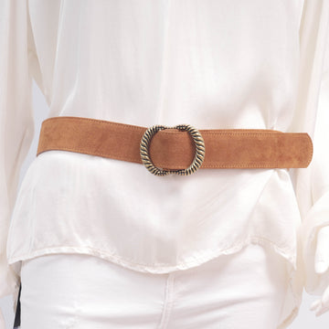 Ceinture large en cuir daim boucle torsadée – ref BK0121