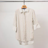 Chemise rayée coupe ample ivoire multicolore TDM50320-53