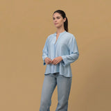 Chemise col mao viscose satinée MJ62339VS