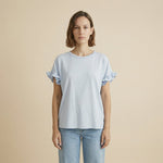 Load image into Gallery viewer, T-shirt droit en coton à manches volantées CM54449