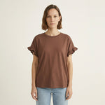 Load image into Gallery viewer, T-shirt droit en coton à manches volantées CM54449