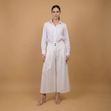 High-waisted wide-leg linen blend trousers MJ1271