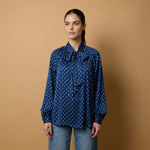 Load image into Gallery viewer, Satin polka dot shirt with bow – DB92250