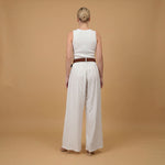 Load image into Gallery viewer, Wide-leg striped trousers with belt included – BCG03248
