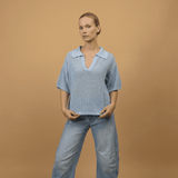 Textured knit open-neck sweater ca10115