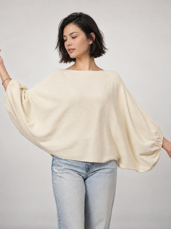 Pull en maille col bateau froncé – CA11840