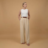 Wide-leg striped trousers with belt included – BCG03248