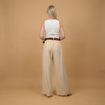 Load image into Gallery viewer, Wide-leg striped trousers with belt included – BCG03248