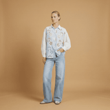 Chemise rayée dentelle fleurs csw5009