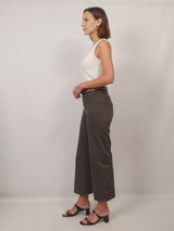 Pantalon large en coton stretch, ceinture léopard – CVA826301