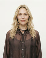 Load image into Gallery viewer, Semi-sheer satin tie-front shirt CVACM293