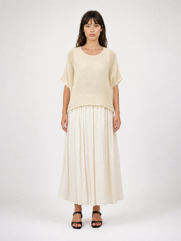 Robe bi-matière en coton à maille ajourée DB14456