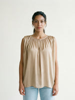 Load image into Gallery viewer, Pleated Round Neck Long Sleeve Flowing Top DB15133