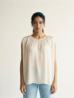 Load image into Gallery viewer, Pleated Round Neck Long Sleeve Flowing Top DB15133