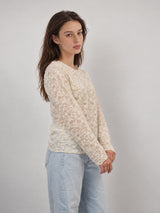 Top en dentelle ajourée à manches longues – DB15577