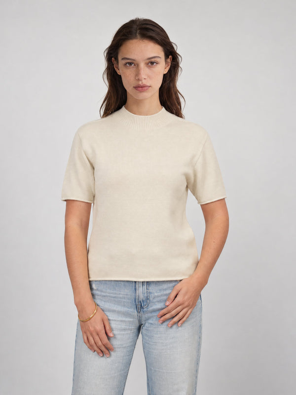 Pull en maille à manches courtes, col rond – DSY0355