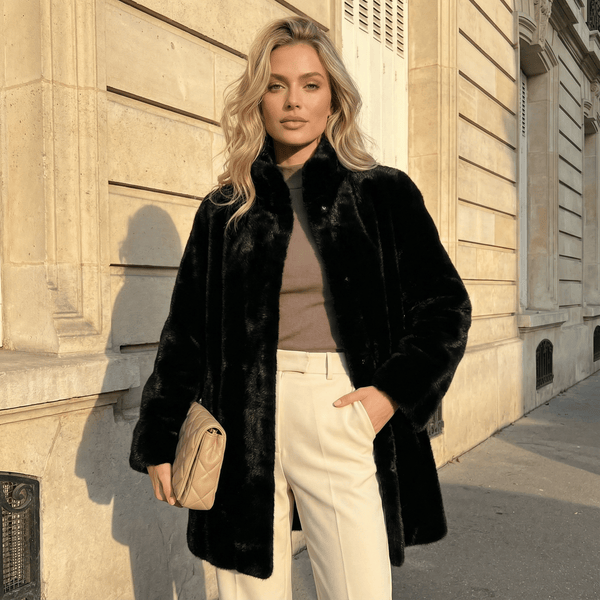 Faux fur jacket with stand-up collar DSY25011
