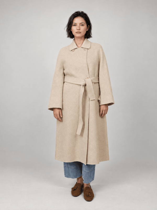 Manteau long en laine et cachemire à double boutonnage – DSY268853