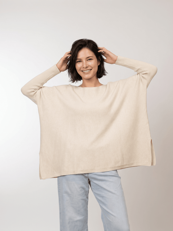 Pull ample en maille souple à bords côtelés – DSY9744