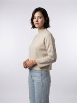 Pull en maille ample à col montant, manches ornées DSY9774