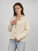 Veste en maille cintrée à col tailleur et boutons – DSY9775