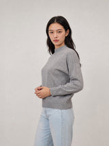 Pull en laine mérinos à col montant côtelé DSYL2655