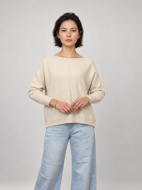 Pull oversize en maille chinée à coupe ample – HY13563