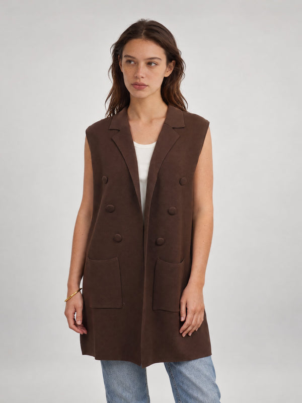 Veste sans manches structurée à double boutonnage – HY1877S