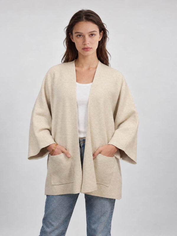 Gilet long ouvert à poches – HY26035