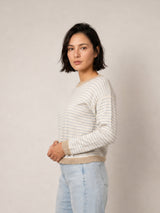Pull en laine et cachemire à rayures bicolores HYC6640