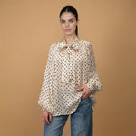 Load image into Gallery viewer, Satin polka dot shirt with bow – DB92250
