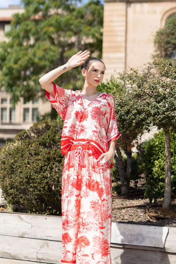 Pantalon fluide imprimé toile de Jouy KD6637VS-2