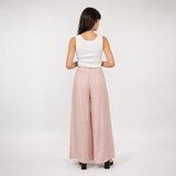 Pantalon large en lin à taille élastiquée JY12013