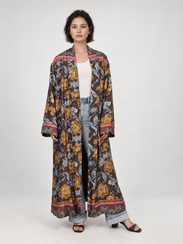 Kimono long satiné floral baroque – KD10030VS-47