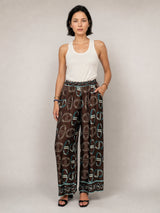 Pantalon large satiné imprimé KD6637VS-43
