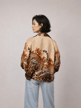 Blouse satinée fluide à motif léopard KD7365VS-46