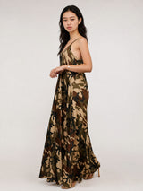 Robe longue satinée camouflage KD7505VS-15