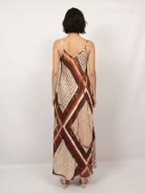 Robe longue satinée à bretelles, imprimé chaînes KD7505VS-28